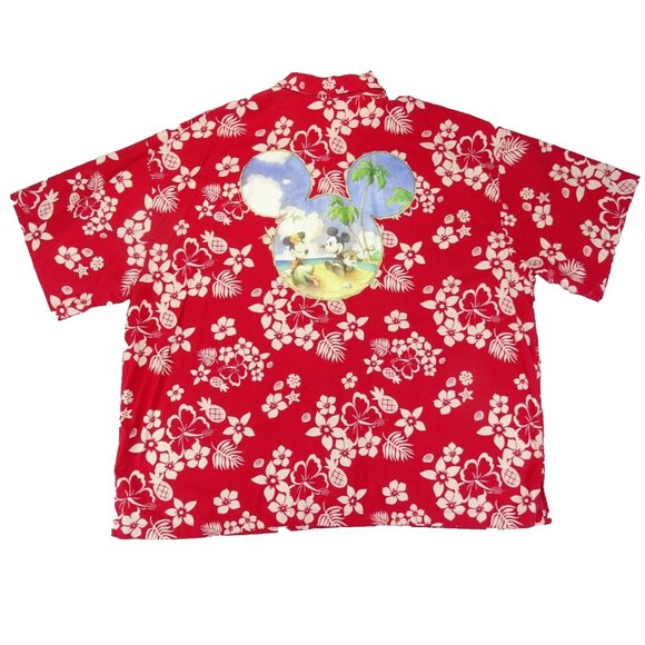 Disney Store Mickey Minnie Mouse Hawaiian Shirt Mens Size XXL Tropical Floral - Picture 2 of 6